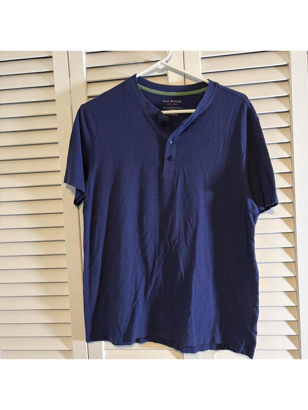 Isaac Mizrahi Men's Navy and Blue Shirt